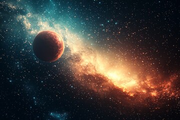 Space cosmic illustration with planets scene created with Generative AI