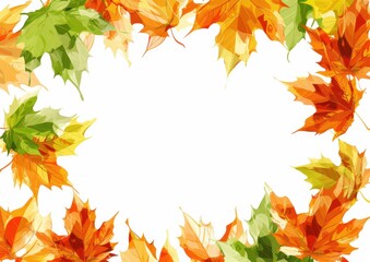 Fototapeta premium Autumn leaves background illustration with white space for text or design, white background Generative AI