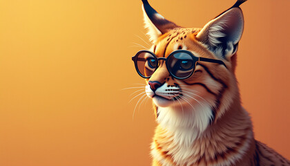 Obraz premium Lynx wearing sunglasses on a solid color background