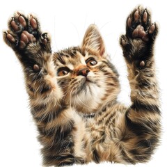 A curious cat stretching its paws to grasp something out of reach