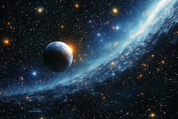 Obraz premium Space cosmic illustration with planets scene created with Generative AI