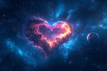 Space cosmic illustration with planets scene created with Generative AI