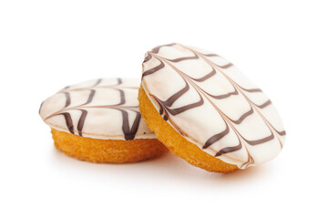 Sweet dessert with sugar coating isolated on white background.