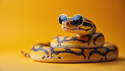 Fototapeta premium ball python wearing sunglasses