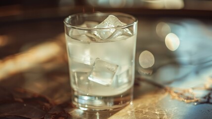 clear drinking glass with ice and white liquid