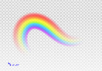 Rainbow icon. Shape arch realistic isolated on white transparent background. Colorful light and bright design element. Symbol of rain