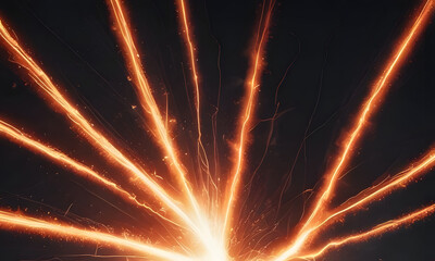 Weld sparks isolated on black background. Vector realistic flare effect of metal welding or blacksmith works. Flying glowing particles and smoke of industrial works with steel or burning fire