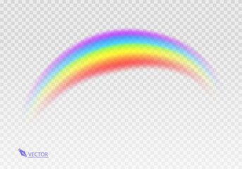 Rainbow icon. Shape arch realistic isolated on white transparent background. Colorful light and bright design element. Symbol of rain