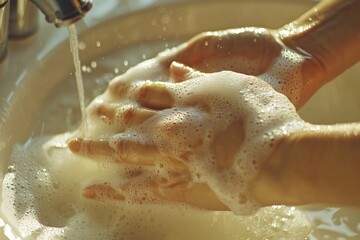 Hygiene Practice: Washing Hands with Soap Under Running Water