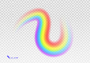 Rainbow icon. Shape arch realistic isolated on white transparent background. Colorful light and bright design element. Symbol of rain