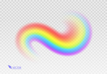 Rainbow icon. Shape arch realistic isolated on white transparent background. Colorful light and bright design element. Symbol of rain