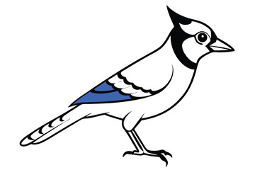 Blue Jay silhouette vector art illustration.