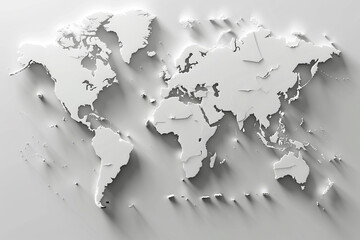 Elegant White 3D World Map