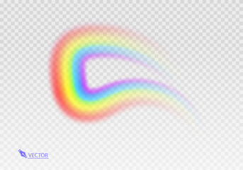Rainbow icon. Shape arch realistic isolated on white transparent background. Colorful light and bright design element. Symbol of rain