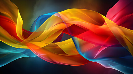 Elegant Ribbon Element Flowing Across Frame with Dynamic Curves and Vibrant Colors