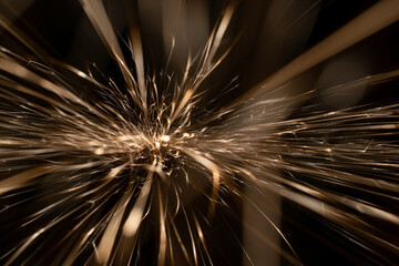 sparks from the grinder glowing in the dark