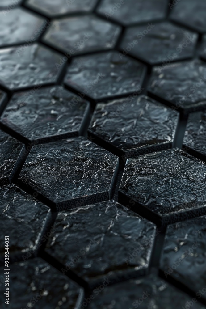 Poster A close-up shot of a black tiled floor with minimal reflections