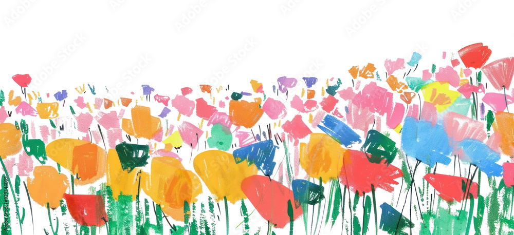 Wall mural png colorful floral field illustration