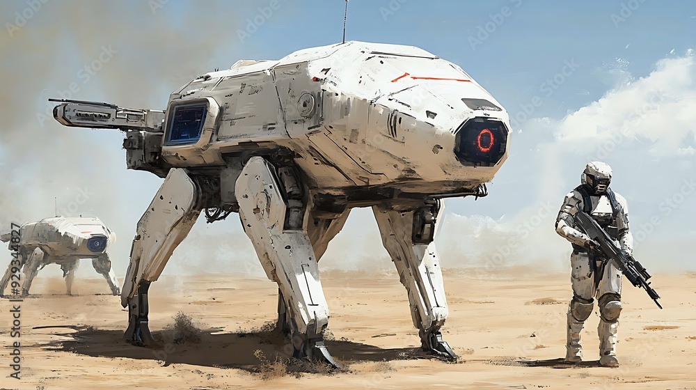 Poster a futuristic defense system with digital targeting and autonomous drones