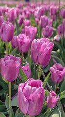 Obraz premium A field of purple tulip flowers