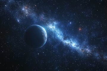 Obraz premium Space cosmic illustration with planets scene created with Generative AI