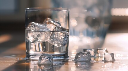 clear drinking glass with ice and white liquid