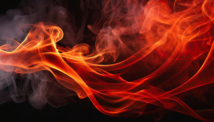 Fototapeta premium Red Smoke & Steam on black background