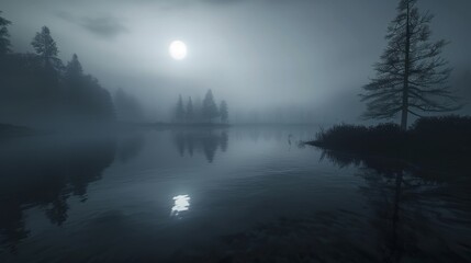 Fototapeta premium Fog On Dark Waters Edge