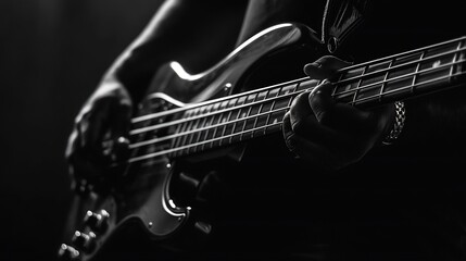 Fototapeta premium silhouette photo, macro shot of bass player