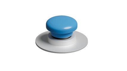 blue push button isolated on white, PNG transparent