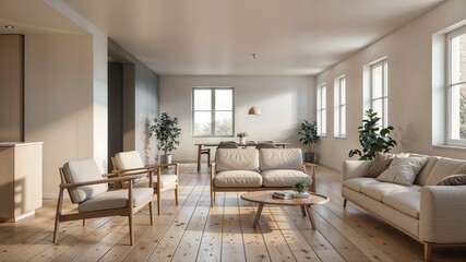 Minimalist Modern Living Room with Scandinavian Design Aesthetic