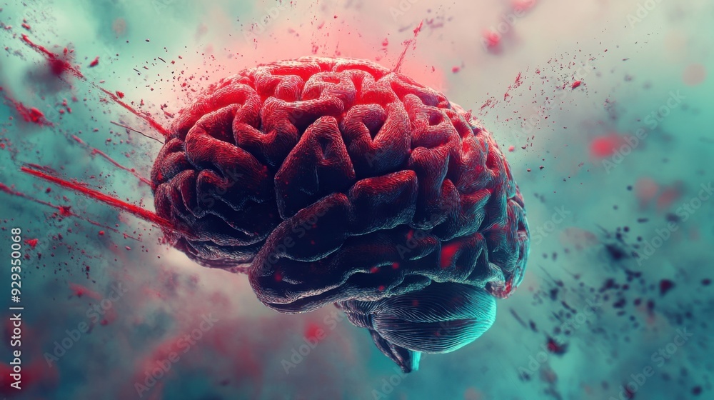Poster digital high tech brain. digital artificial intelligence illustration depicting the concept of advan