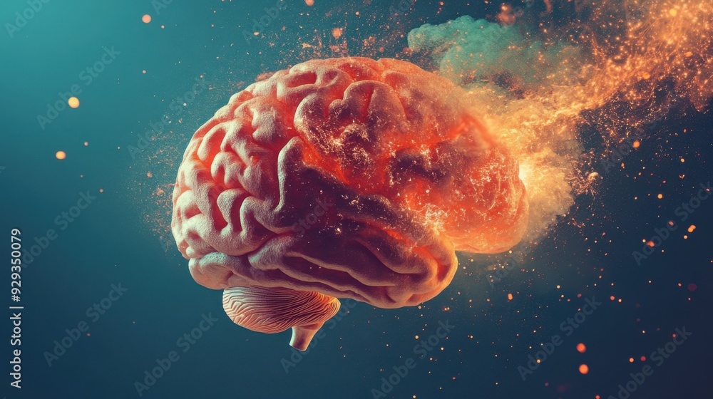 Poster digital high tech brain. digital artificial intelligence illustration depicting the concept of advan