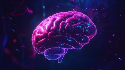 Obraz premium Digital high tech brain. Digital Artificial Intelligence illustration depicting the concept of advanced smart brain technology.