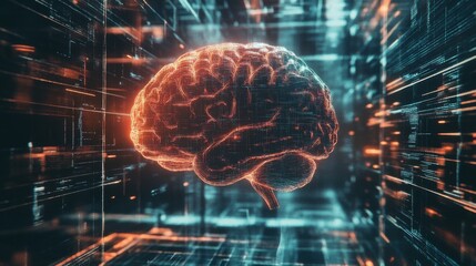 Digital high tech brain. Digital Artificial Intelligence illustration depicting the concept of advanced smart brain technology.