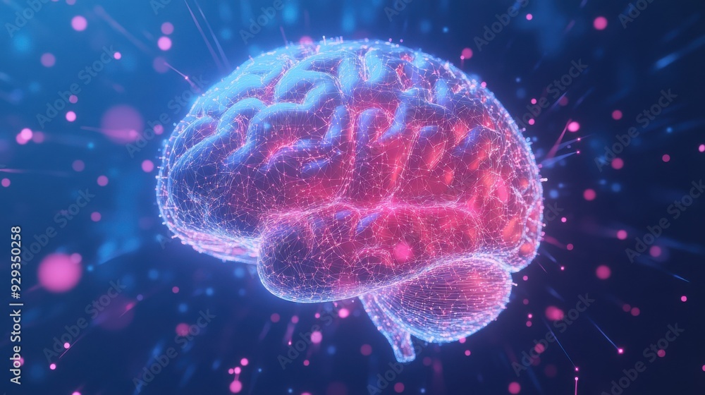 Poster digital high tech brain. digital artificial intelligence illustration depicting the concept of advan