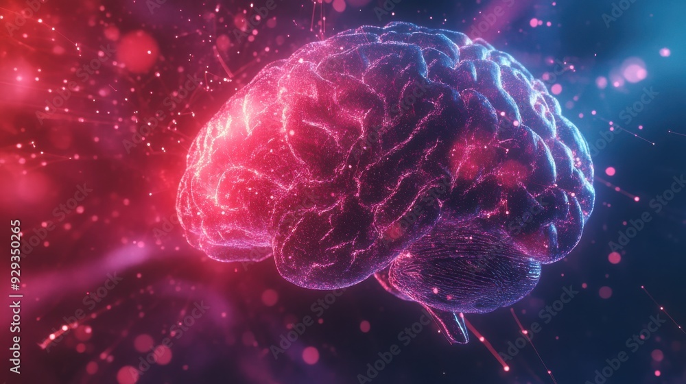 Poster digital high tech brain. digital artificial intelligence illustration depicting the concept of advan