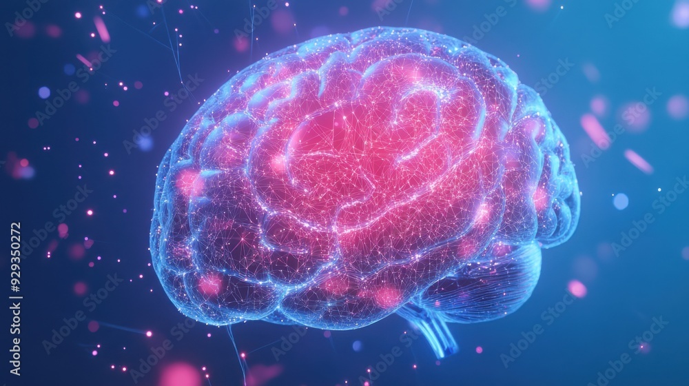 Poster digital high tech brain. digital artificial intelligence illustration depicting the concept of advan