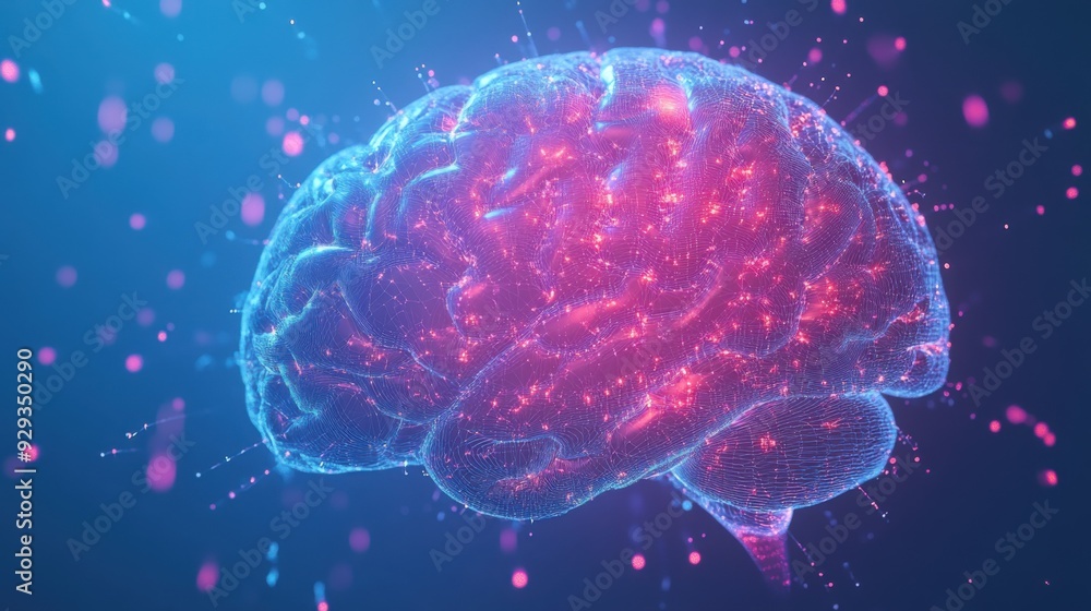 Poster digital high tech brain. digital artificial intelligence illustration depicting the concept of advan