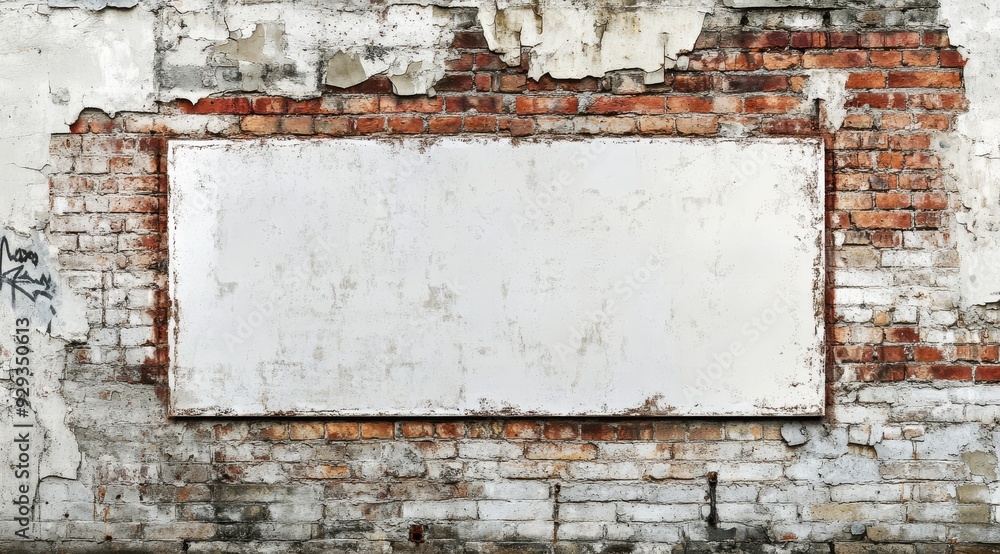Poster the image depicts a weathered wall that features peeling paint and exposed bricks, which offers a si