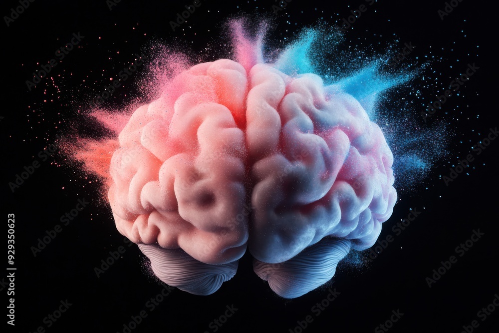 Poster digital high tech brain. digital artificial intelligence illustration depicting the concept of advan