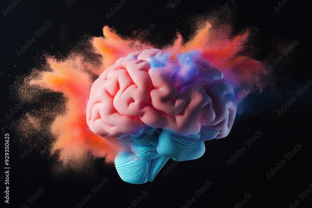 Poster digital high tech brain. digital artificial intelligence illustration depicting the concept of advan