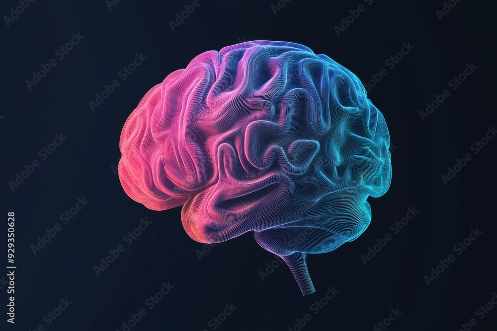Poster digital high tech brain. digital artificial intelligence illustration depicting the concept of advan