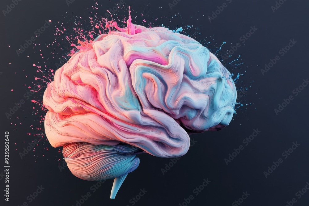 Poster digital high tech brain. digital artificial intelligence illustration depicting the concept of advan