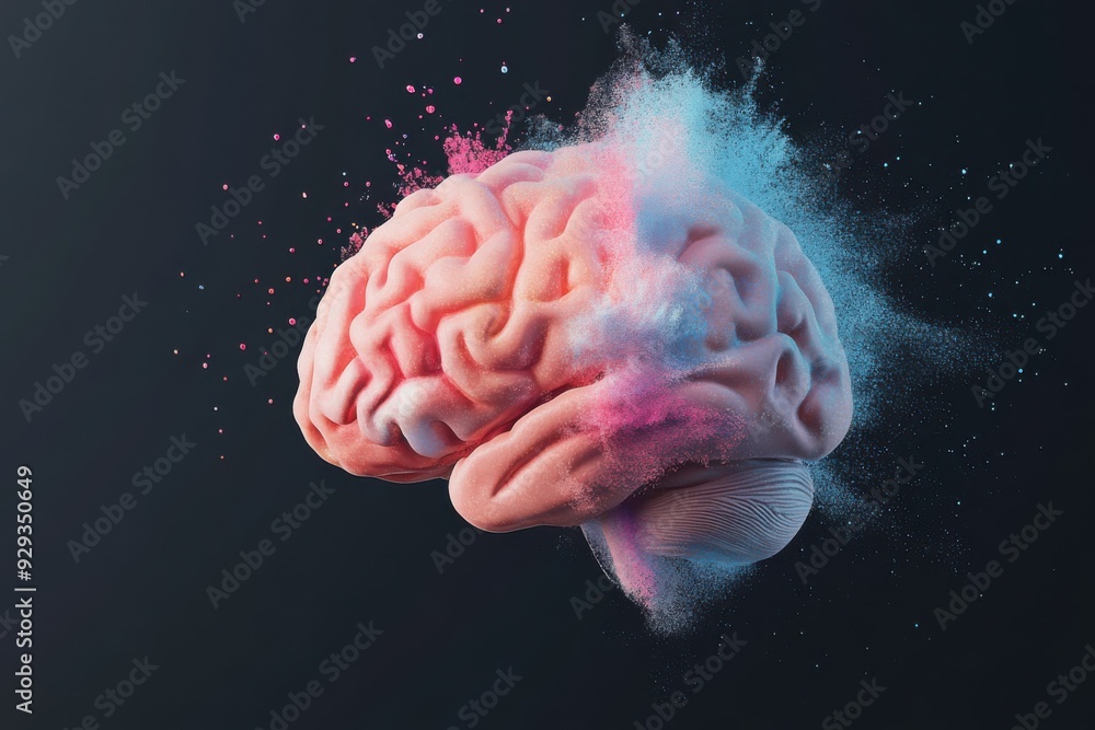 Poster digital high tech brain. digital artificial intelligence illustration depicting the concept of advan