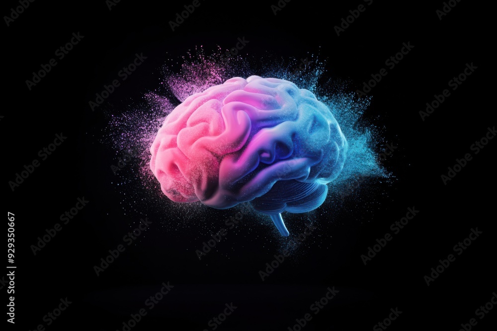 Poster digital high tech brain. digital artificial intelligence illustration depicting the concept of advan