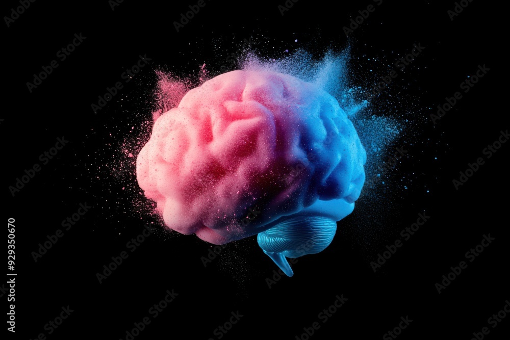 Poster digital high tech brain. digital artificial intelligence illustration depicting the concept of advan