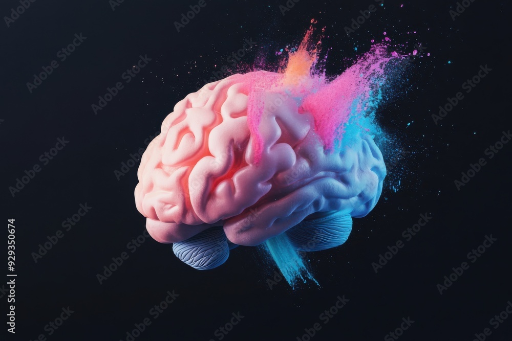 Poster digital high tech brain. digital artificial intelligence illustration depicting the concept of advan