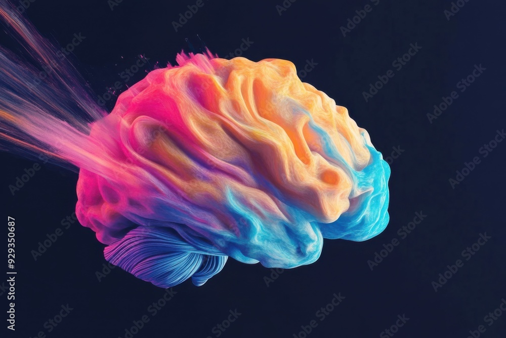 Poster digital high tech brain. digital artificial intelligence illustration depicting the concept of advan