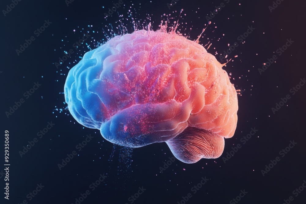 Poster digital high tech brain. digital artificial intelligence illustration depicting the concept of advan